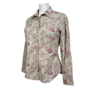 Pearl Snap Western Paisley Women's Long Sleeve Shirt Green Pink Boho
